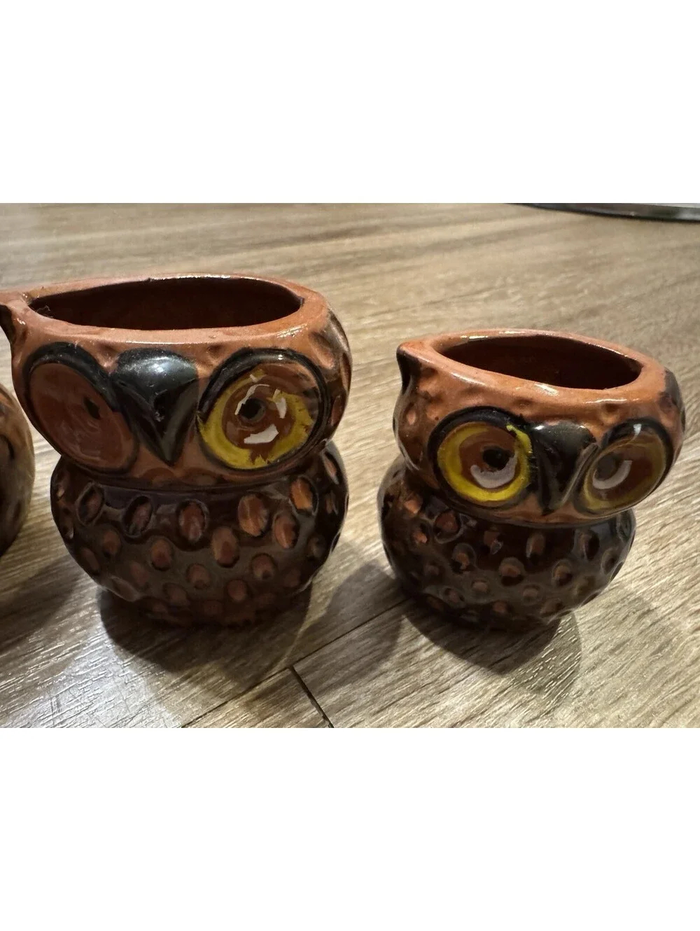 70'Ceramic Owl Measuring Cup Set 4pc w/ Holder Tray Brown/Black 1, 2/3, 1/2, 1/3
